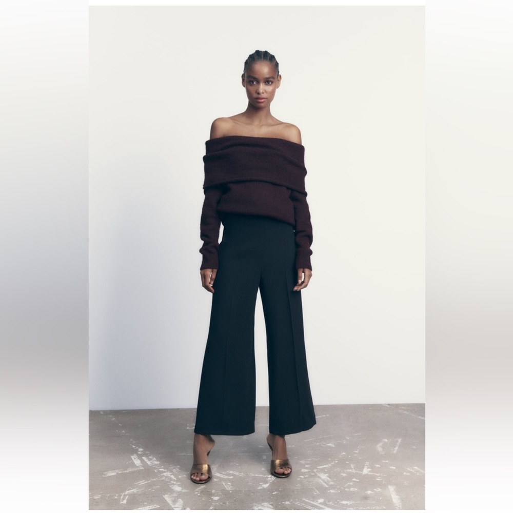 Zara Black Wide-Leg Trousers - Picture 3 of 16